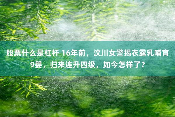 股票什么是杠杆 16年前，汶川女警揭衣露乳哺育9婴，归来连升四级，如今怎样了？