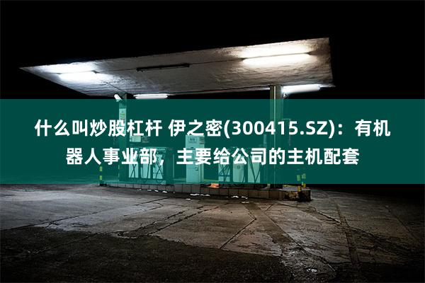 什么叫炒股杠杆 伊之密(300415.SZ)：有机器人事业部，主要给公司的主机配套